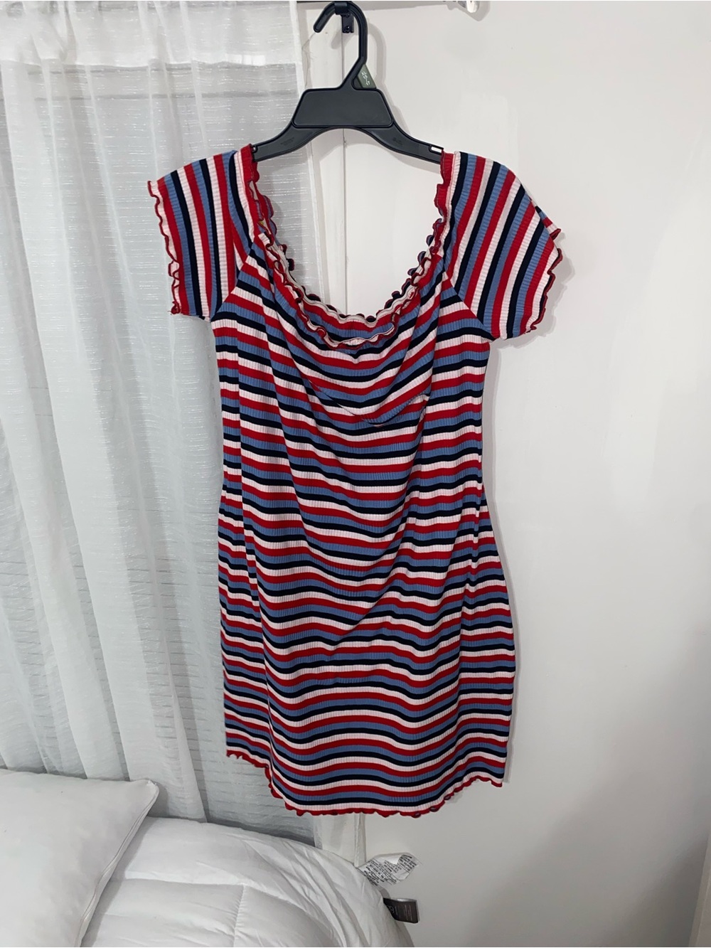 Striped Mini Dress in Red, Blue & White